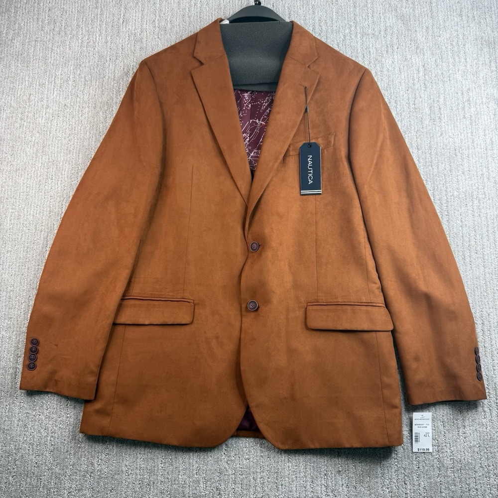 Nautica Burnt Orange Suede Suit Jacket Men's Size 42L